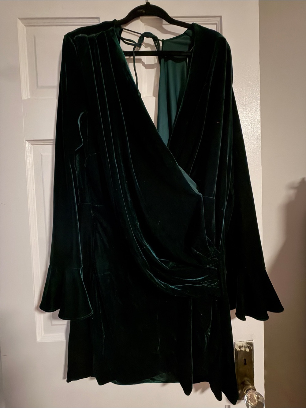 Fashion Nova Deep Green Velvet Backless Dress